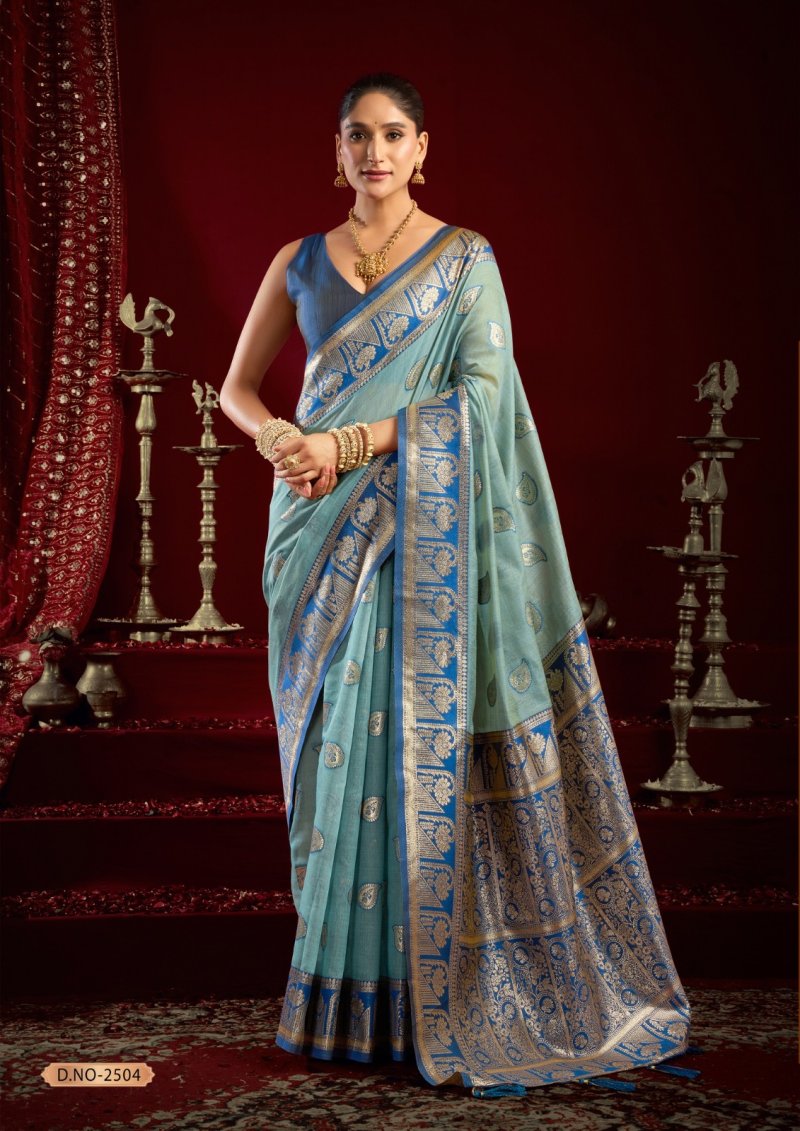 Shivika By Gobuni Fancy Modal Banarasi Jari With Zhallar Saree